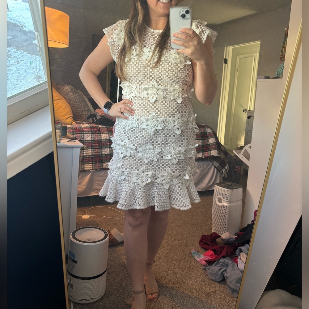 Vow’d NWT White Appliqué Dress (bachelorette or shower ready!)